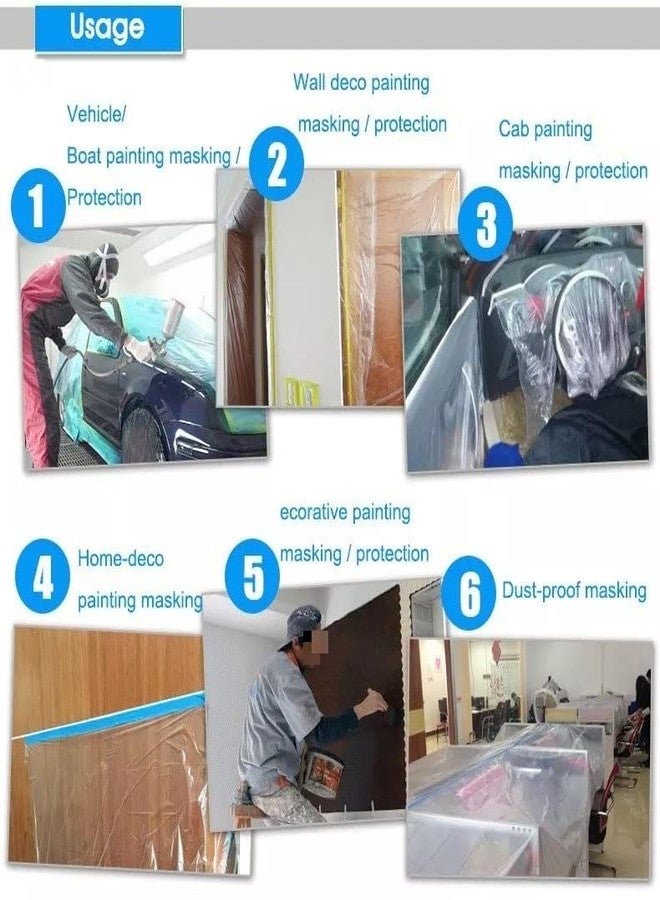 TJIKKO Pre-Taped Masking Film for Automotive Painting Covering, and Protecting households from dust. (2700 mm x 20 Meter) Transparent - Image 4